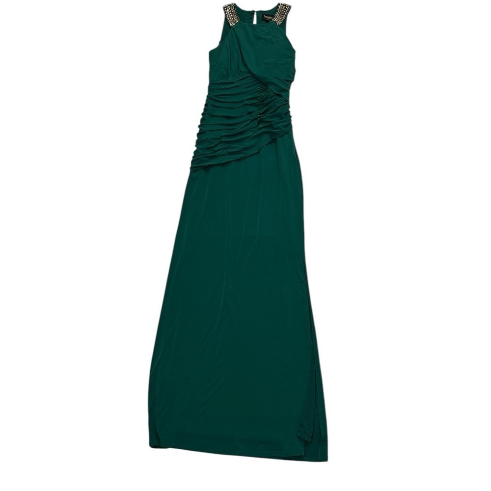Laundry by Shelli Segal Gown Prom Dress Forest Green Size 0 Beaded Long Stretch